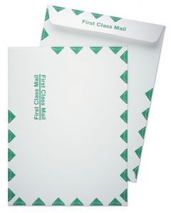 10 x 13 Catalog 28lb White Wove First Class Mail Green Diamond Border